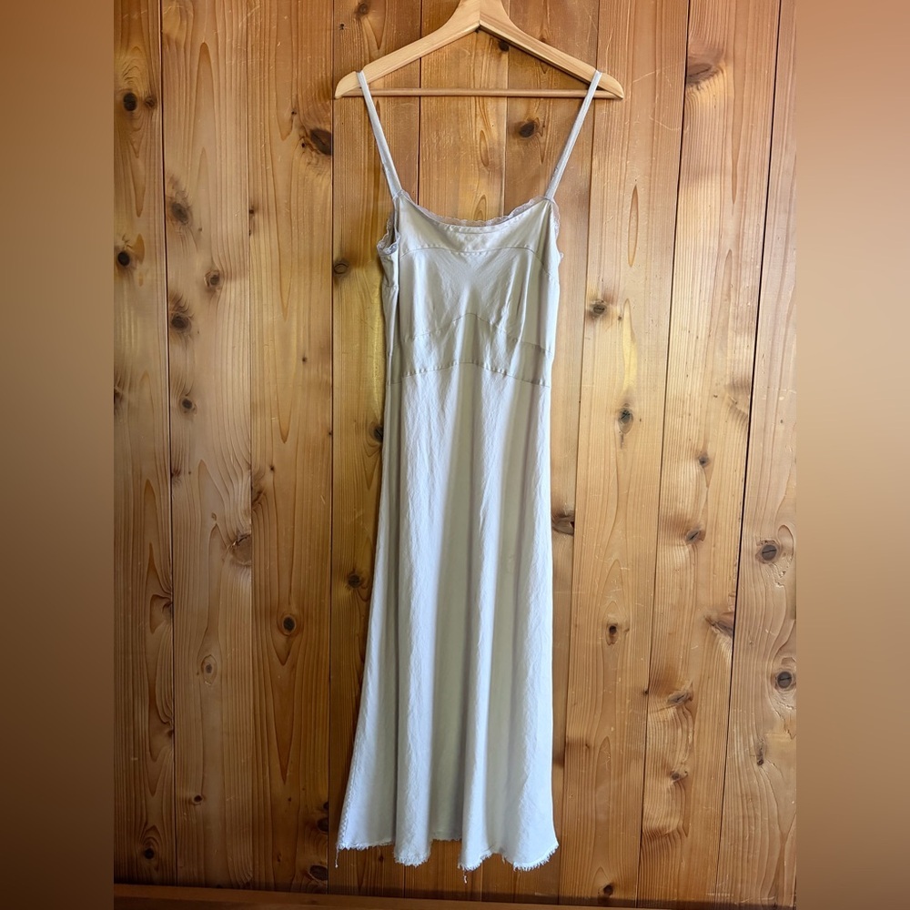 Brazeau Tricot Grey Lightweight Silk Cotton Lace Trim Midi Dress - Picture 4 of 10